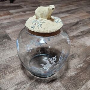Pfaltzgraff Polar Bear Glass Cookie Jar